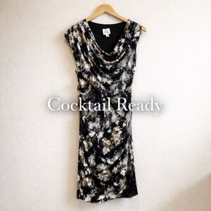 Abstract Cocktail Dress Draped Silhouette Cowl Neck Party 8